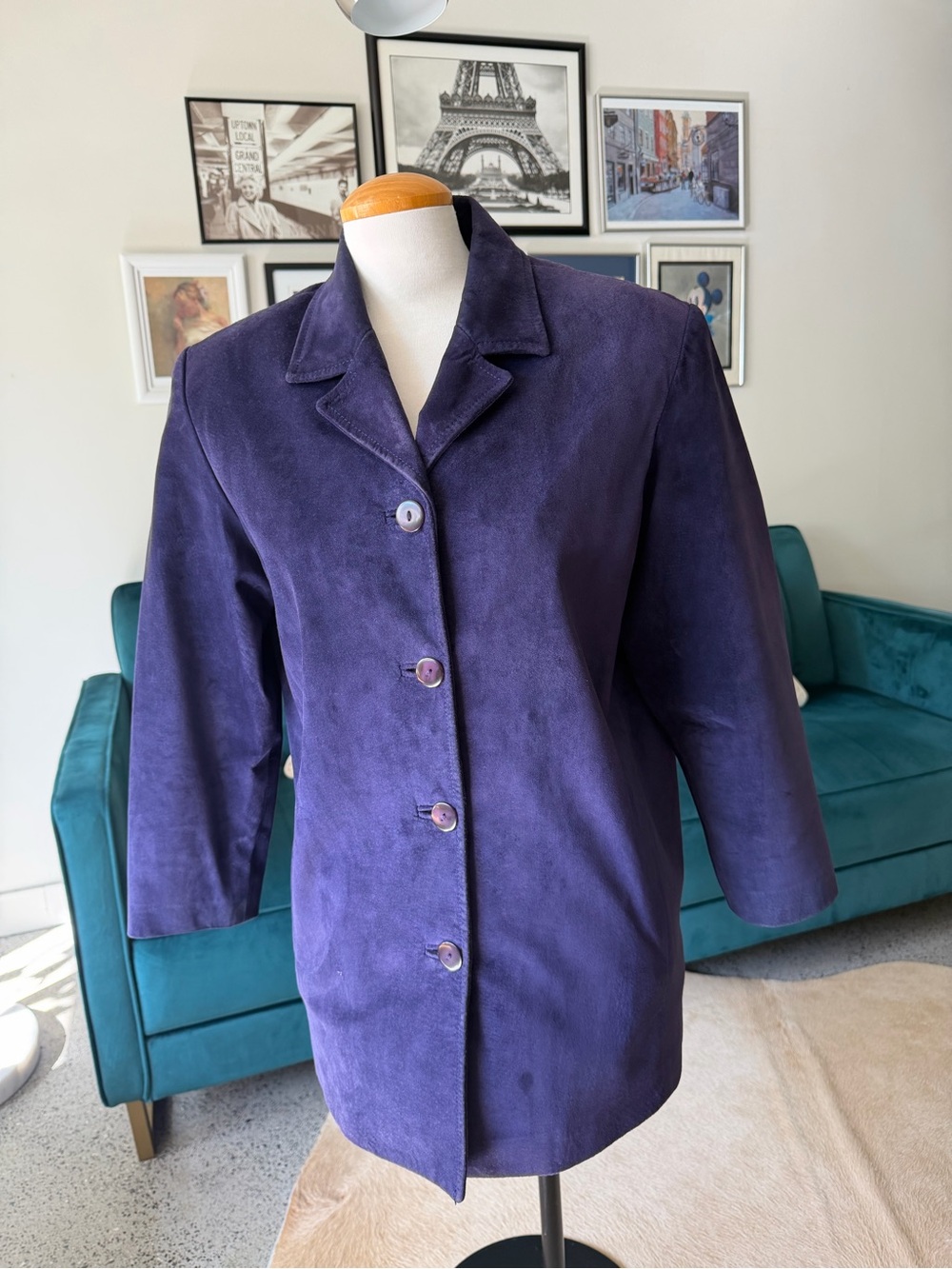 Danier Purple Suede Button-Front Blazer